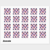 Square Stickers, #2 Happy 2nd Birthday Pink Quadratischer Aufkleber (Blatt)