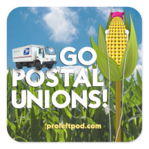 Square Stickers (6/pg) - Go Postal Gewerkschaften!