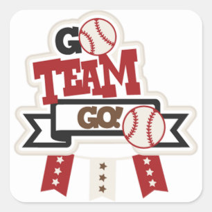 Square Stickers/Baseball Go Team Go Go Go Quadratischer Aufkleber