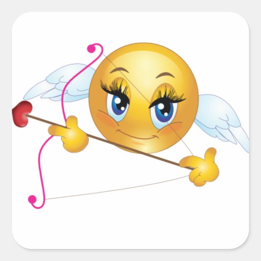 Square Stickers/Cupid Emoticon Quadratischer Aufkleber (Vorderseite)