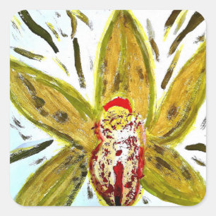 Square Stickers Cymbidium Orchids Green Übernachtu
