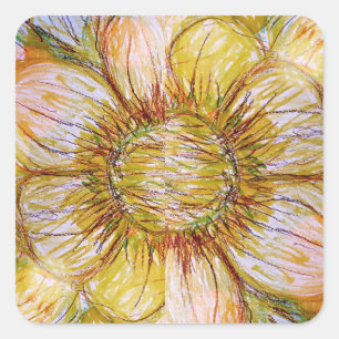 Square Stickers Golden Camellia