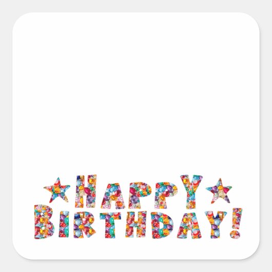 Square Stickers HAPPY BIRTHDAY (Vorderseite)