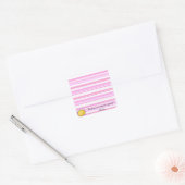 Square Stickers Pink & White Stripe Happy Sun (Umschlag)