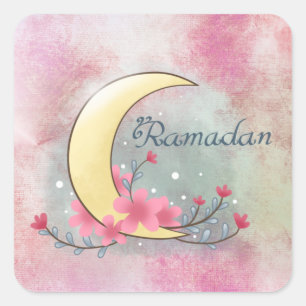 Square Stickers ramadan Blume Mond