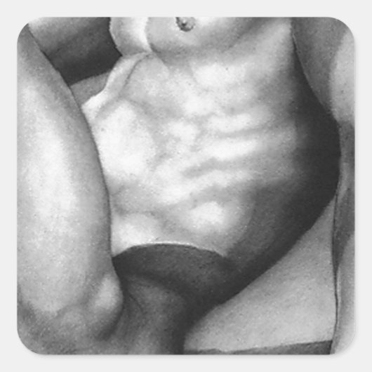 SQUARE STICKERS Square Sticker Fine Art Nude male (Vorderseite)