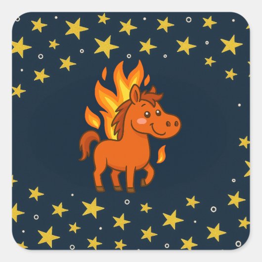 Square Stickers with a red horses (Vorderseite)
