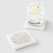 Square Stone Untersetzer - Botanische Wasserfarbe (Seitenansicht)