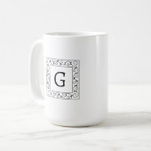 Square Swirly Vines Monogram Kaffeetasse (Vorderseite Links)