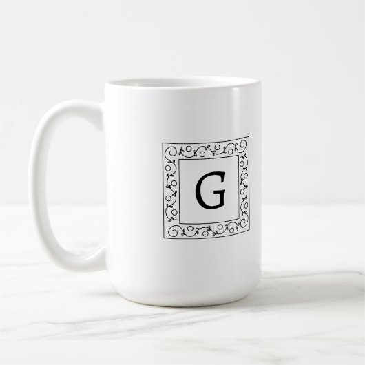 Square Swirly Vines Monogram Kaffeetasse (Links)