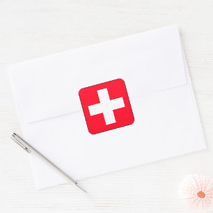 Square Swiss Flag Stickers