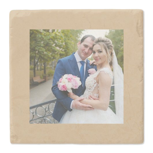 Square Tan Border Foto Steinuntersetzer