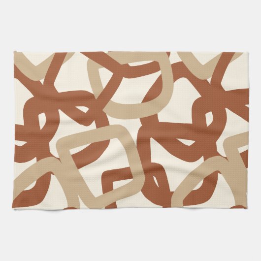 Square Tangle Burnt Sienna Cream Geschirrtuch (Horizontal)