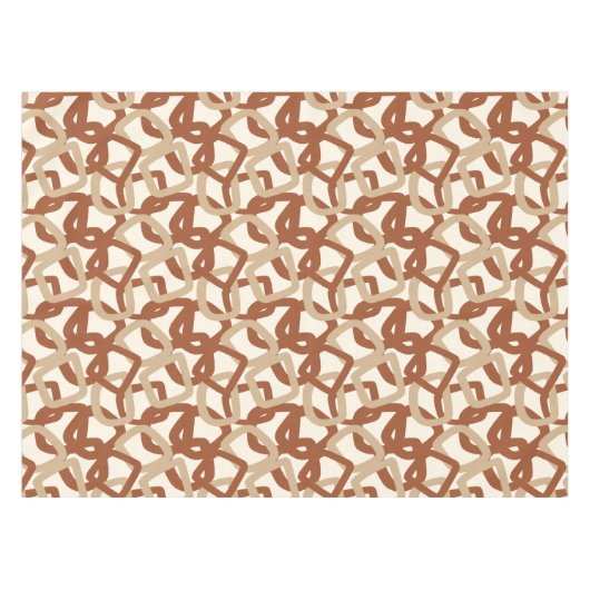 Square Tangle Burnt Sienna Cream Tischdecke (Vorderseite (Horizontal))