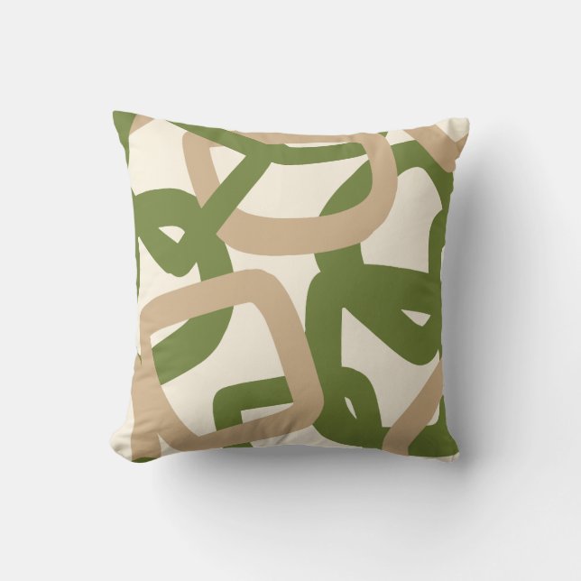 Square Tangle Olive Green Kissen (Vorderseite)