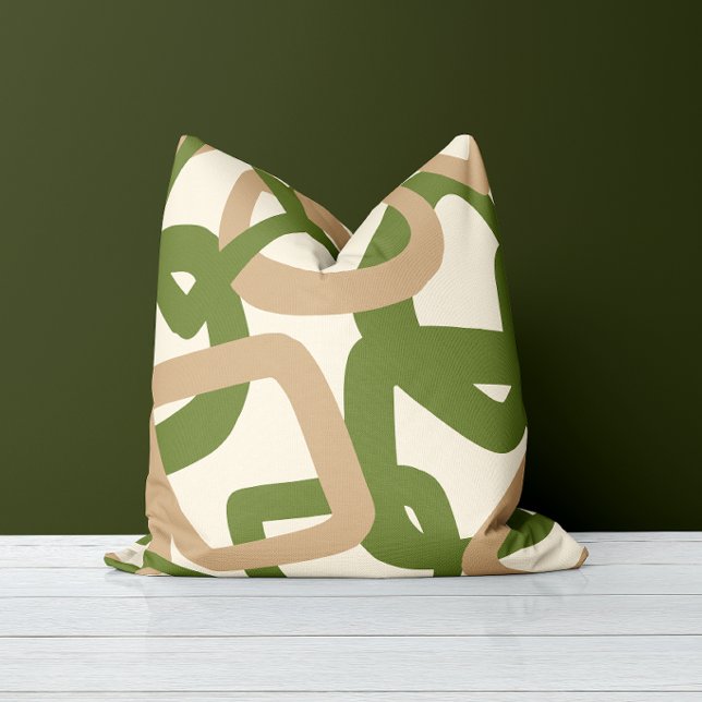 Square Tangle Olive Green Kissen (Von Creator hochgeladen)