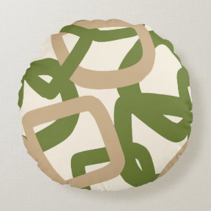 Square Tangle Olive Green Rundes Kissen