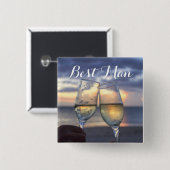 Square Trauzeuge Sunset On Beach Hochzeitsknöpfe Button (Vorne & Hinten)