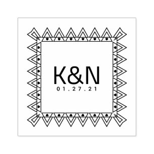 Square Triangle Mini Heart Initial Logo Wedding Gummistempel