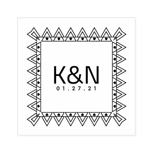 Square Triangle Mini Heart Initial Logo Wedding Gummistempel (Prägung)