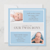 Square Twins Collage | Geburtsankündigung Ankündigung (Vorderseite)