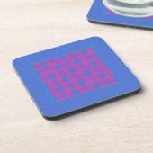 Square Untersetzer: Magenta und Blue Imitate-Patch Untersetzer (Linke Seite)