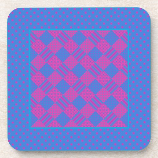 Square Untersetzer: Magenta und Blue Imitate-Patch Untersetzer (Vorderseite)