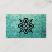 Square Verziert Green Damask Gothic Wedding RSVP Begleitkarte (Rückseite)