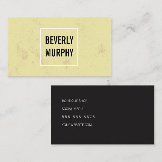 Square Verzierung und Textur gelb Visitenkarte (Vorne/Hinten)