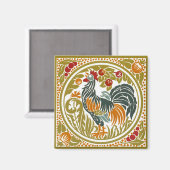 Square Vintag Rooster - Magnet (Vorderseite/Rückseite)