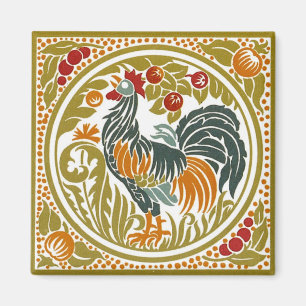 Square Vintag Rooster - Magnet