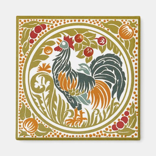 Square Vintag Rooster - Magnet (Vorne)