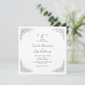 Square Vintage Floral Wedding Website Einladung (Stehend Vorderseite)