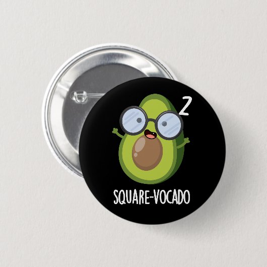 Square vocado Funny Avocado Pun Dark BG Button (Vorne & Hinten)