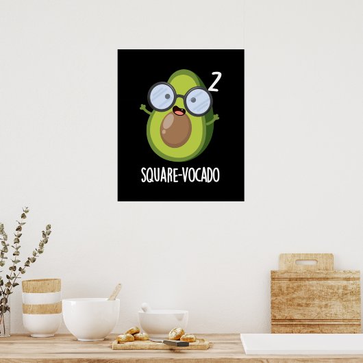 Square vocado Funny Avocado Pun Dark BG Poster (Küche)