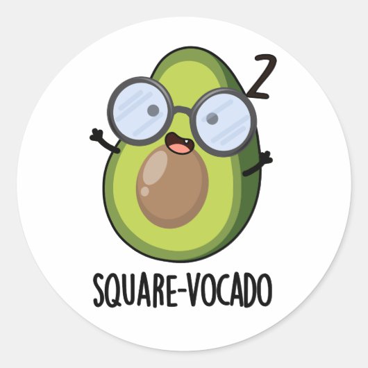 Square-vocado Funny Avocado Pun Runder Aufkleber (Vorderseite)