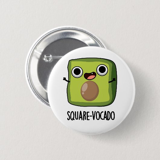 Square vocado Funny Avocado Puns Button (Vorne & Hinten)