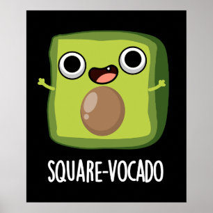 Square-vocado Funny Cube Avocado Wortspiel Dunkler Poster