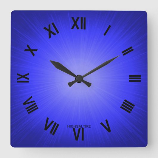 Square Wall Clock blau durch Hoch Quadratische Wanduhr (Vorderseite)