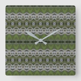 Square Wall Clock in einem MIx aus Gray und Grüntö Quadratische Wanduhr