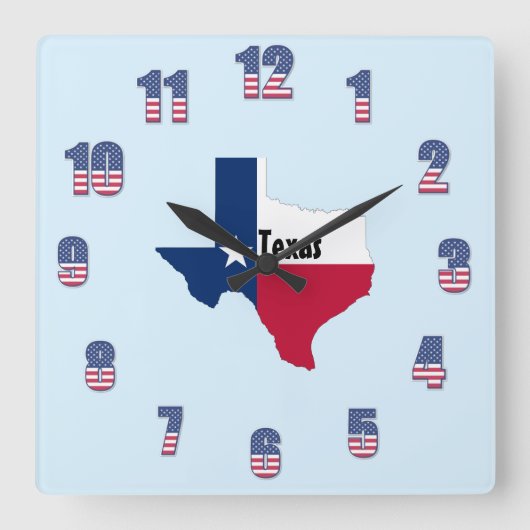 Square Wall Clock mit Texas Pride Quadratische Wanduhr (Vorderseite)