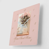 Square Wall Clock mit Zahlen Zuhause Sweet Zuhause Quadratische Wanduhr (Winkel)