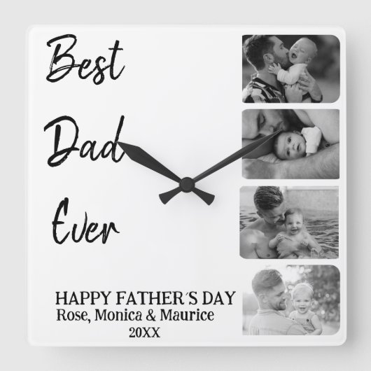 Square wall clock, personalized, father's day. quadratische wanduhr (Vorderseite)