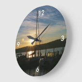 Square Wall Clock/Sailboote bei Sunset Große Wanduhr (Winkel)