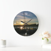 Square Wall Clock/Sailboote bei Sunset Große Wanduhr (Zuhause)