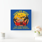 square wall clock "VANLIFE..." Quadratische Wanduhr (Zuhause)