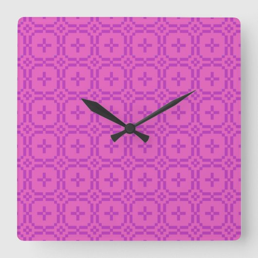 Square Wall Clock: Welsh TapestPattern: Rosa Quadratische Wanduhr (Vorderseite)