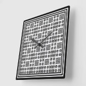 Square Wall Clock: Welsh TapestPattern: Schwarz Quadratische Wanduhr (Winkel)