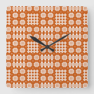Square Wall Clock Welsh Tapestylether Pattern Bric Quadratische Wanduhr