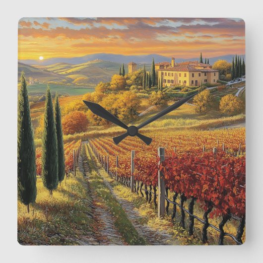 Square Wall Clock with Italian Charm Quadratische Wanduhr (Vorderseite)